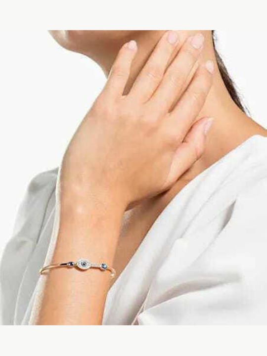 Swarovski Duo Evil Eye Средна Дамска Гривна Белезници с Дизайн Очи Златна 5.9см