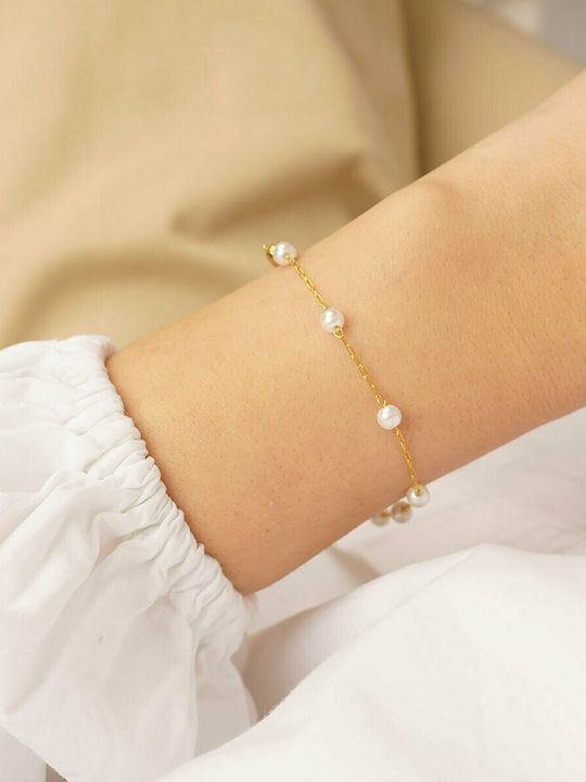 Excite-Fashion Bracelet Chain made of Steel Gold Plated with Pearls