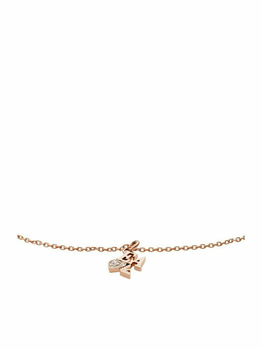 Emporio Armani Bracelet Chain Ανοξείδωτο made of Steel Gold Plated with Zircon