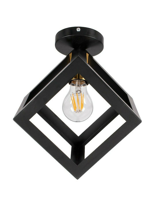 GloboStar Cube Ceiling Mount Light 25cm Black with Socket E27