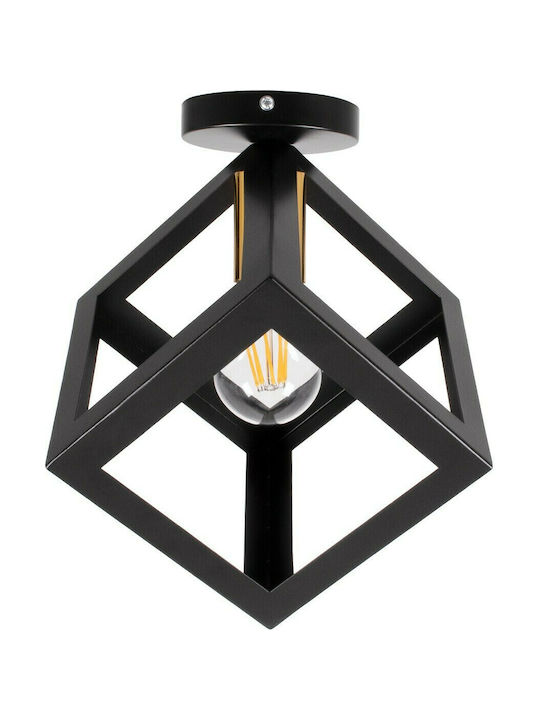 GloboStar Cube Ceiling Mount Light 25cm Black with Socket E27