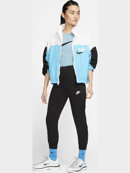 Sportswear Висока талия Долнище на анцуг с гума Флийс Черен