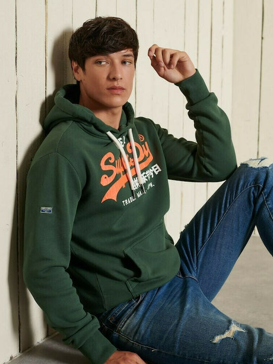 Herren Sweatshirt Jacke mit Kapuze und Taschen Grün