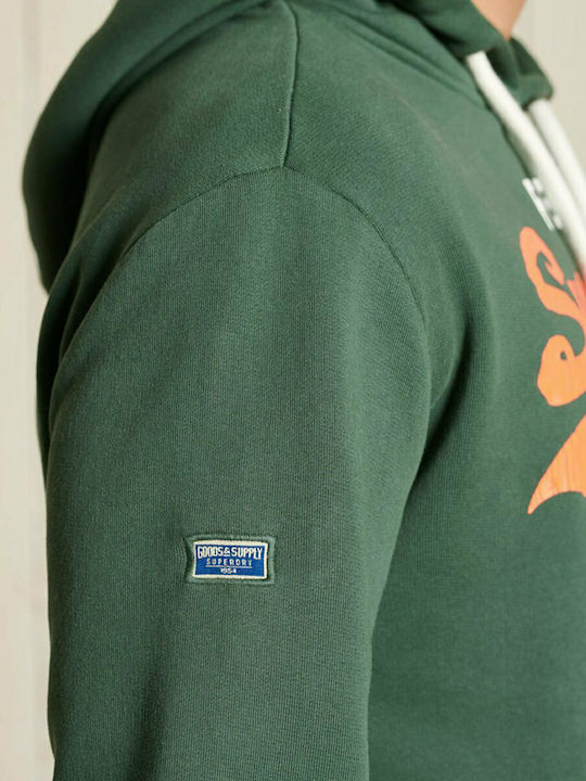 Herren Sweatshirt Jacke mit Kapuze und Taschen Grün