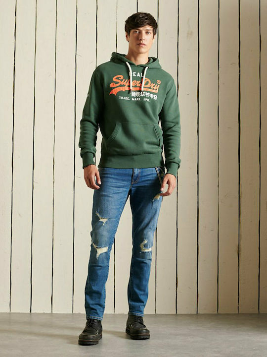 Herren Sweatshirt Jacke mit Kapuze und Taschen Grün