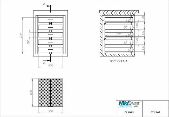 Niki Inox Συρταριέρα 50x57x75cm