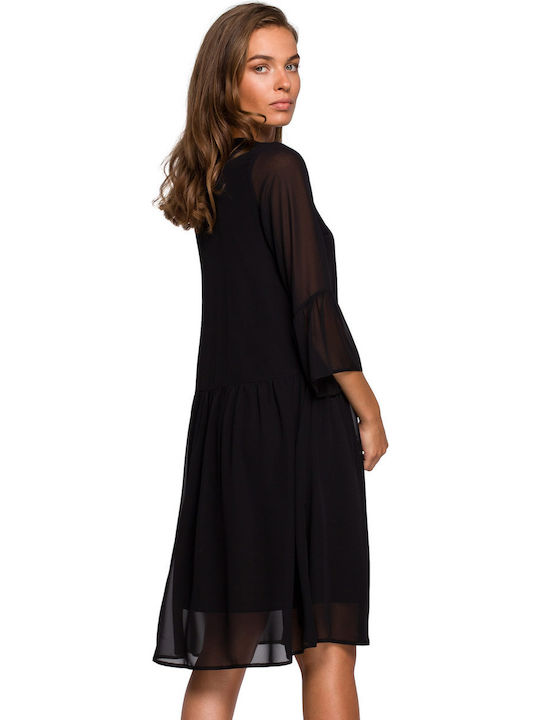 Stylove All Day Long Sleeve Midi Dress Black S236 149248