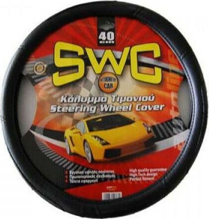 Autoline Car Steering Wheel Cover with Diameter 40cm made of Leatherette Black