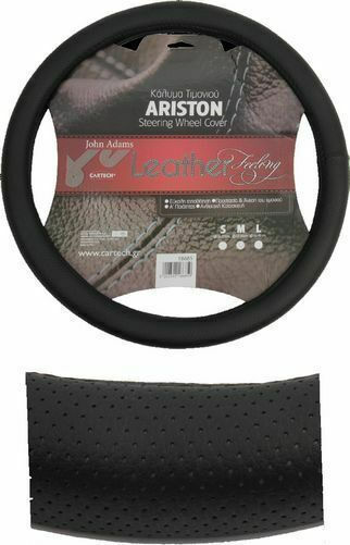 Cartech Car Steering Wheel Cover Αriston Leather Feeling with Diameter 36cm made of Leatherette Black