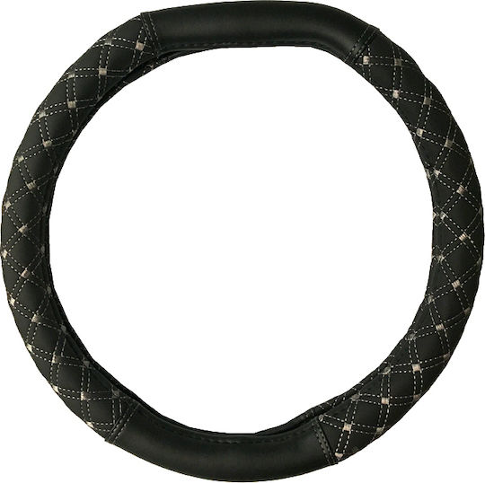 Auto Gs Car Steering Wheel Cover Elegant with Diameter 45cm made of Leatherette Black with Gray Stitching