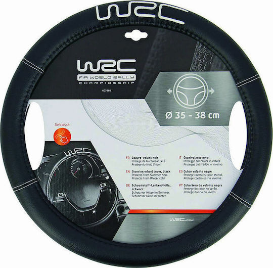 WRC Κάλυμμα Τιμονιού Αυτοκινήτου Steering Wheel Cover με Διάμετρο 35-38εκ. από Δερματίνη Μαύρο