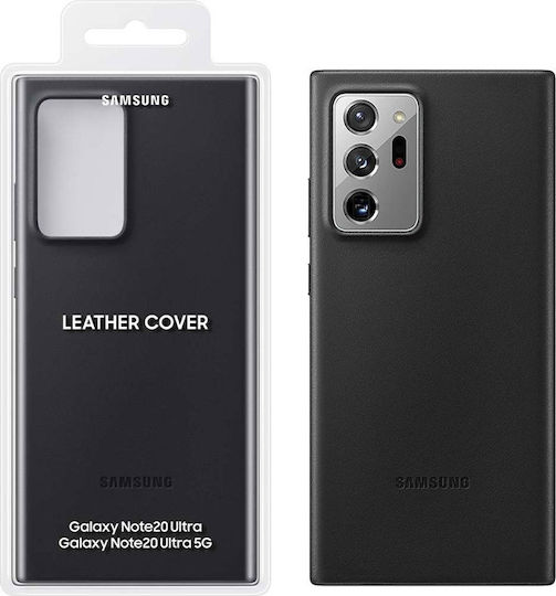 Samsung Leather Cover Umschlag Rückseite Leder Schwarz (Galaxy Note 20 Ultra)