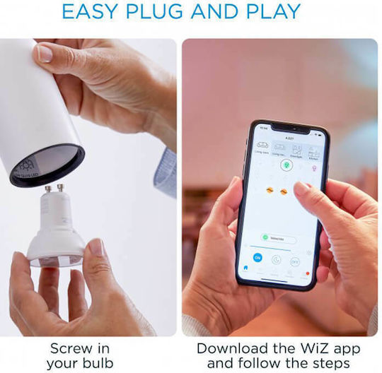WiZ Smart LED Bulb 4.9W for Socket GU10 and Shape PAR16 RGBW 345lm Dimmable