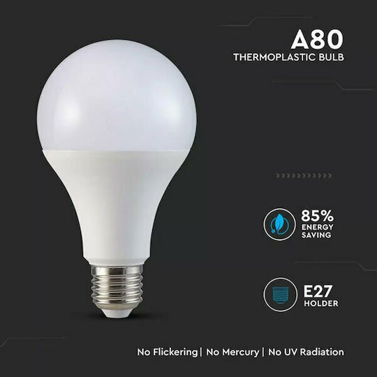 V-TAC VT-298 LED Bulb 18W for Socket E27 and Shape A80 Natural White 2000lm