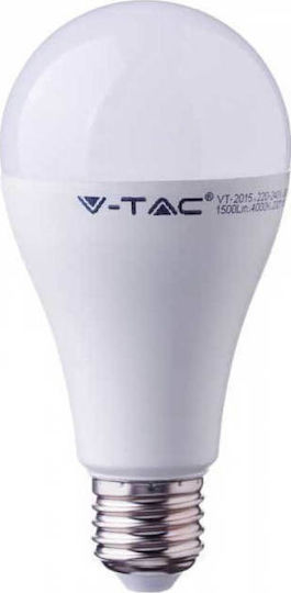 V-TAC LED-Lampe 15W 130mm für Fassung E27 und Form A65 Naturweiß 1500lm