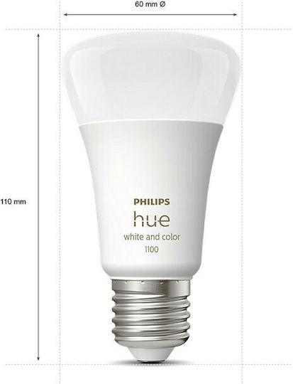 Philips Smart LED Bulbs 9W for Socket E27 and Shape A60 RGBW 806lm Dimmable 2pcs