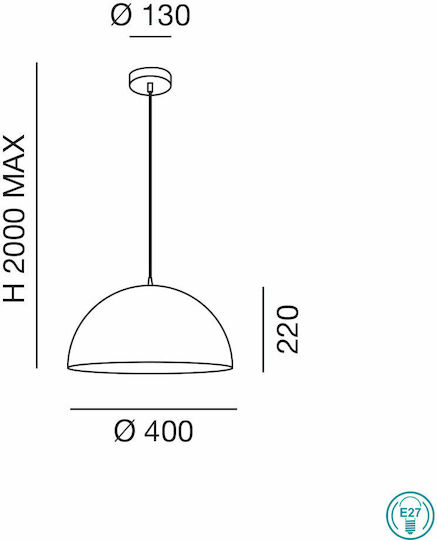 Fabas Luce Dingle Κρεμαστό Φωτιστικό Μαύρο με Ντουί E27 40εκ.
