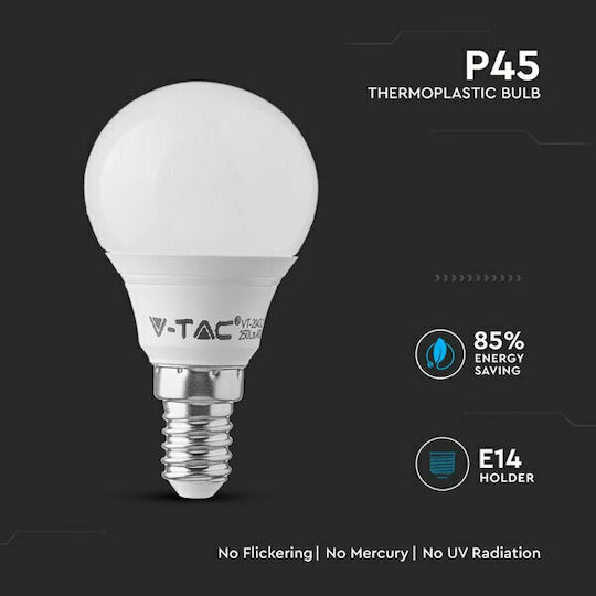 V-TAC VT-236 Λάμπα LED 5.5W για Ντουί E14 και Σχήμα G45 Θερμό Λευκό 470lm