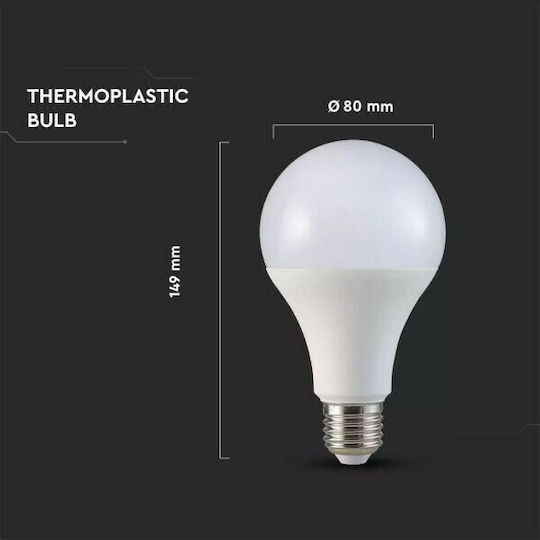 V-TAC VT-212 LED Крушка 11W за Цокъл E27 и Форма A60 Естествено бяло 1055лм