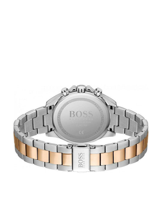 Boss Γυναικείο Ρολόι 38mm Χρονογράφος Μπαταρίας με Ροζ Χρυσό Μεταλλικό Μπρασελέ