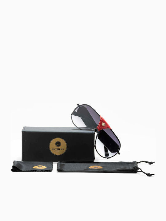 Olympus Sunglasses Medusa Leather Unisex Γυαλιά Ηλίου με Μεταλλικό Σκελετό Black Red 01-039