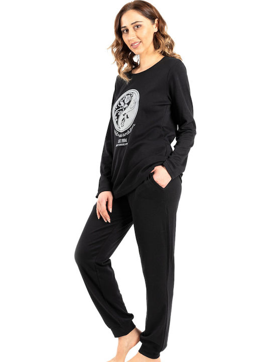 220-179 Set Winter Women's Pajamas Black