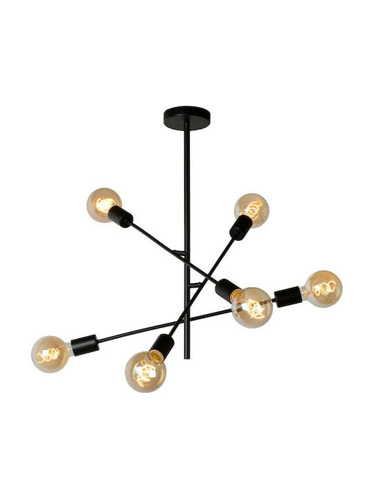 Lucide Lightning Lester Suspendat Candelabru pentru 6 Becuri E27 Negru