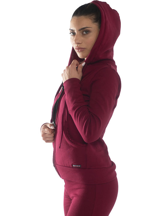 Women's Sweatshirt Jacket Hooded Burgundy
