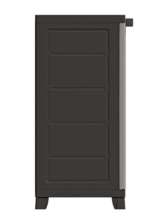 Double Door Wardrobe Plastic with 2 Shelves Grey 65x45x97cm