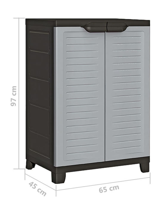 Double Door Wardrobe Plastic with 2 Shelves Grey 65x45x97cm