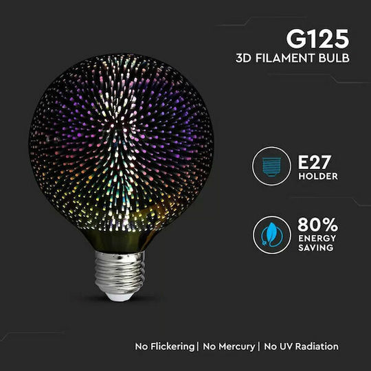 V-TAC VT-2233 Λάμπα LED 3W για Ντουί E27 και Σχήμα G125 Θερμό Λευκό 40lm