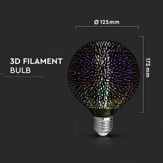 V-TAC VT-2233 Λάμπα LED 3W για Ντουί E27 και Σχήμα G125 Θερμό Λευκό 40lm