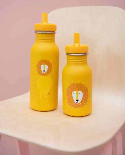 Trixie Kids Water Bottle Stainless Steel with Screw Cap Non Spill Yellow 500ml