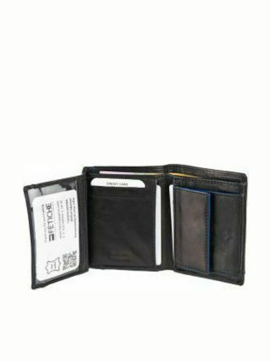 AN Leather Men's Wallet Classic Black/Blue