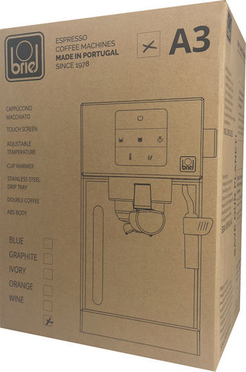 Briel A3 Μηχανή Espresso 1000W Πίεσης 20bar Μαύρη