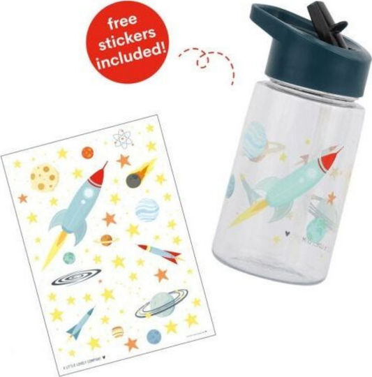 A Little Lovely Company Kids Water Bottle Plastic with Straw 450ml