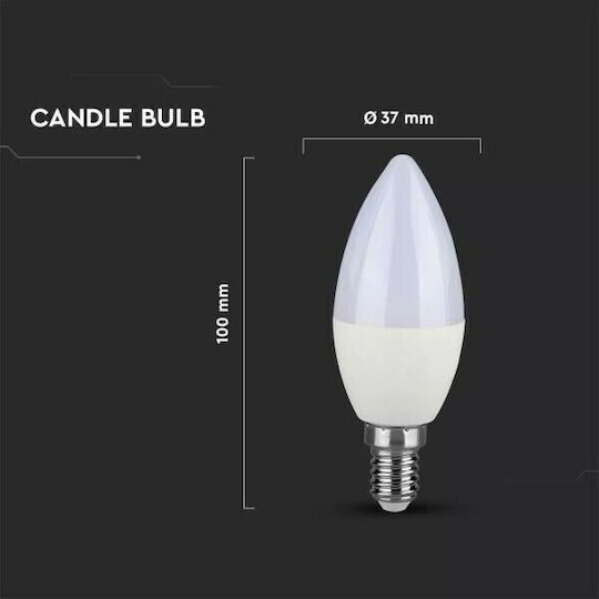 V-TAC VT-226 LED Bulb 5.5W 100mm for Socket E14 and Shape C37 Cool White 470lm