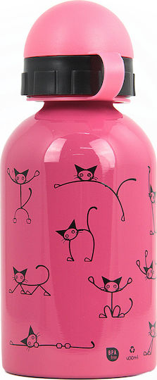 Ecolife Kids Water Bottle Stainless Steel with Pop-Up Cap Fuchsia 400ml