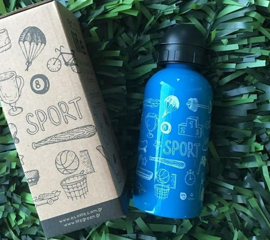 Ecolife Kids Water Bottle Stainless Steel with Pop-Up Cap Light Blue 500ml