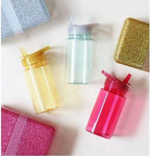 A Little Lovely Company Kinderflasche Kunststoff mit Strohhalm Transparent 450ml
