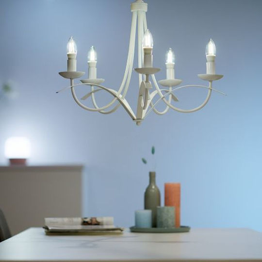 WiZ Smart Λάμπα LED 4.9W για Ντουί E14 και Σχήμα C35 Ρυθμιζόμενο Λευκό 470lm Dimmable