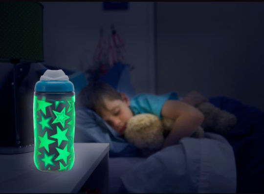Smash Smash Glow in the Dark Kids Water Bottle Plastic Blue 420ml