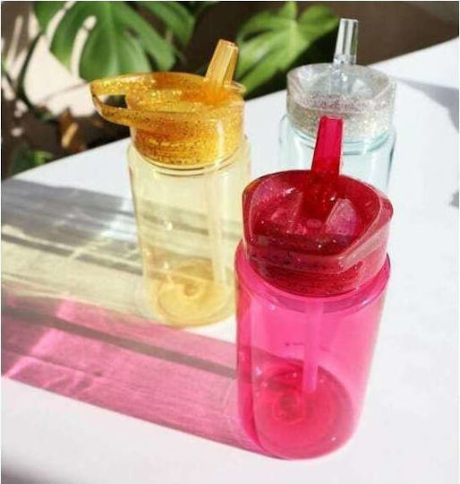 A Little Lovely Company Kinderflasche Kunststoff mit Strohhalm Gelb 450ml