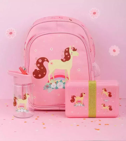 A Little Lovely Company Kids Water Bottle Plastic with Straw Pink 450ml