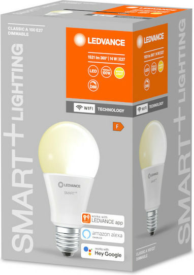 Ledvance Smart Λάμπα LED 14W για Ντουί E27 και Σχήμα A100 Θερμό Λευκό 1521lm Dimmable