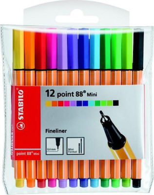 Stabilo Point 88 Mini Markere de Proiectare 0.4mm Multicolor 12buc