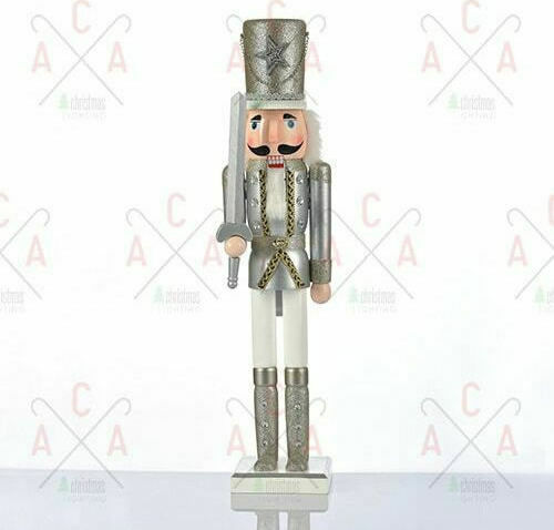 Aca Wooden Christmas Nutcracker 30cm Silver
