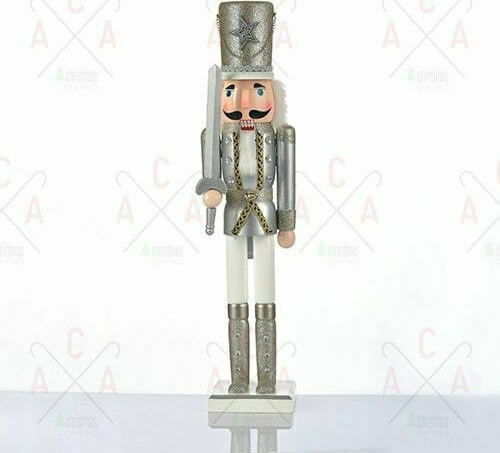Aca Wooden Christmas Nutcracker 90cm Silver
