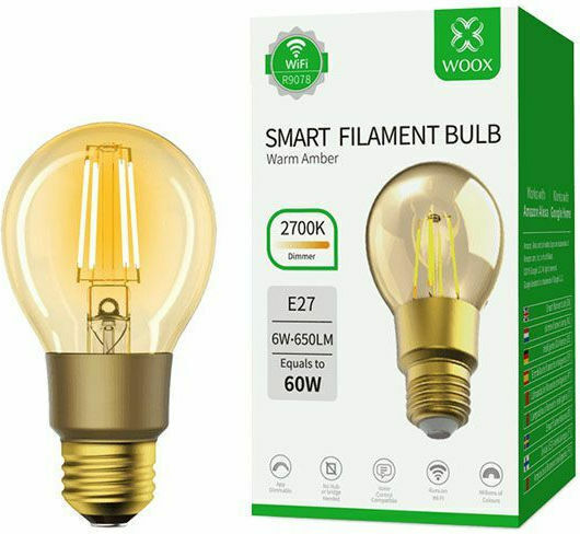 Woox Smart LED Bulb 6W for Socket E27 and Shape A60 Warm White 650lm Dimmable