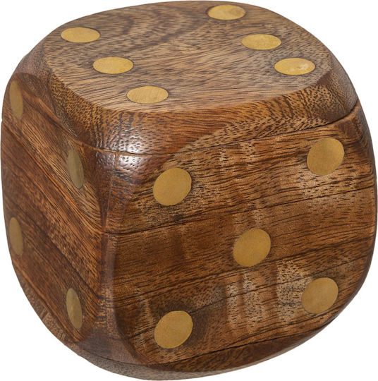 Atmosphera Dice Wooden Brown 6.5x6.5cm in Decorative Box 5pcs